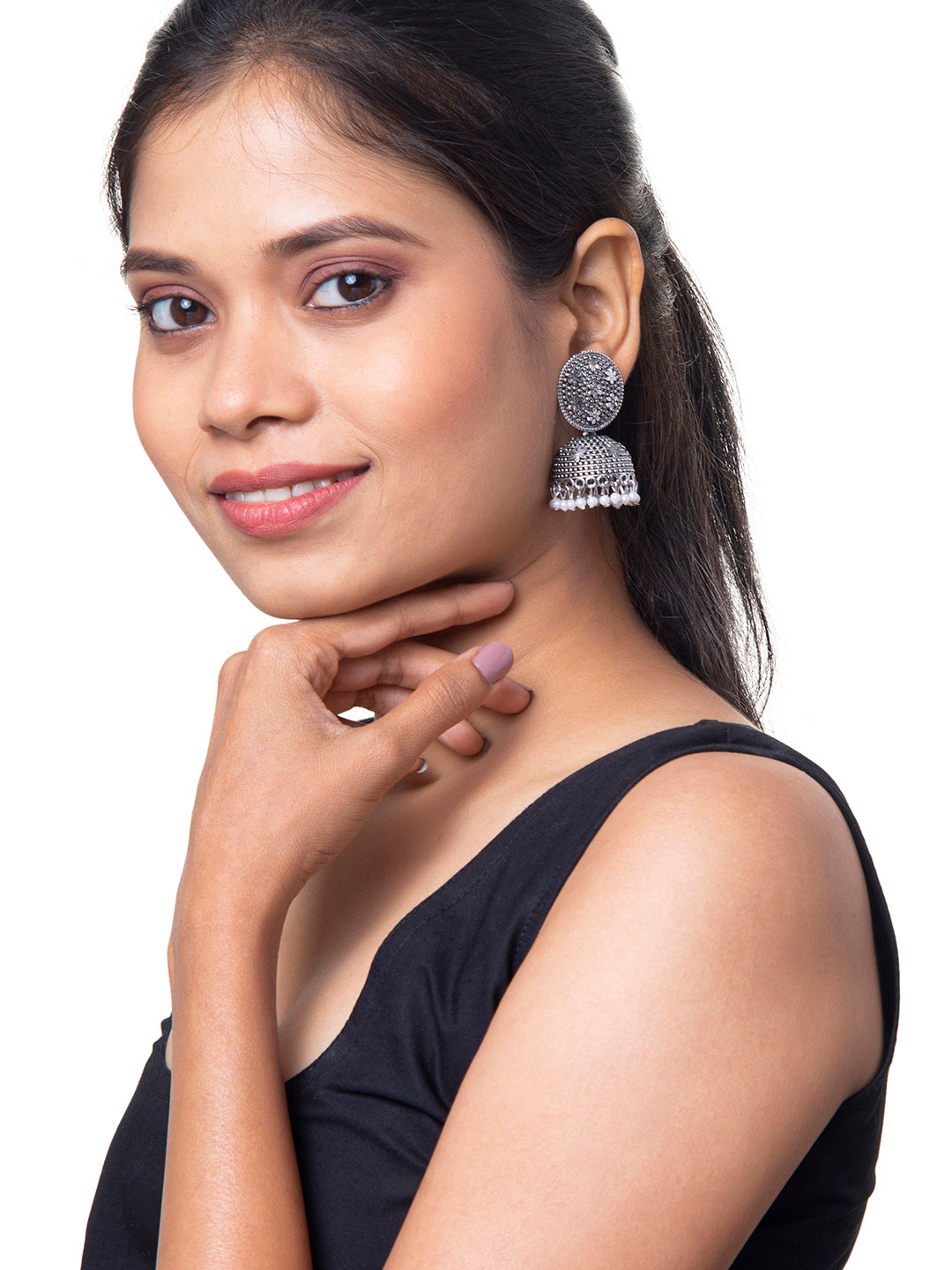 Antique Authentic Silver Look Oxidised Jhumka Earrings For Women & Girls SJ_1914