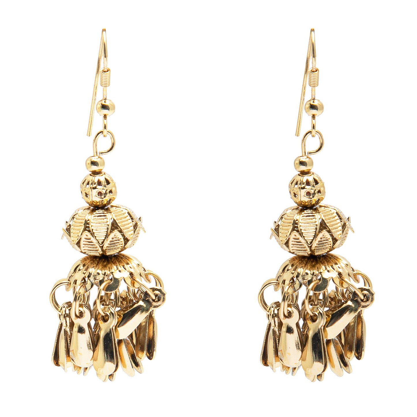 Shining Jewel Antique Gold Small Drop and Hook Style Jhumka Earrings for Women (SJ_1933)