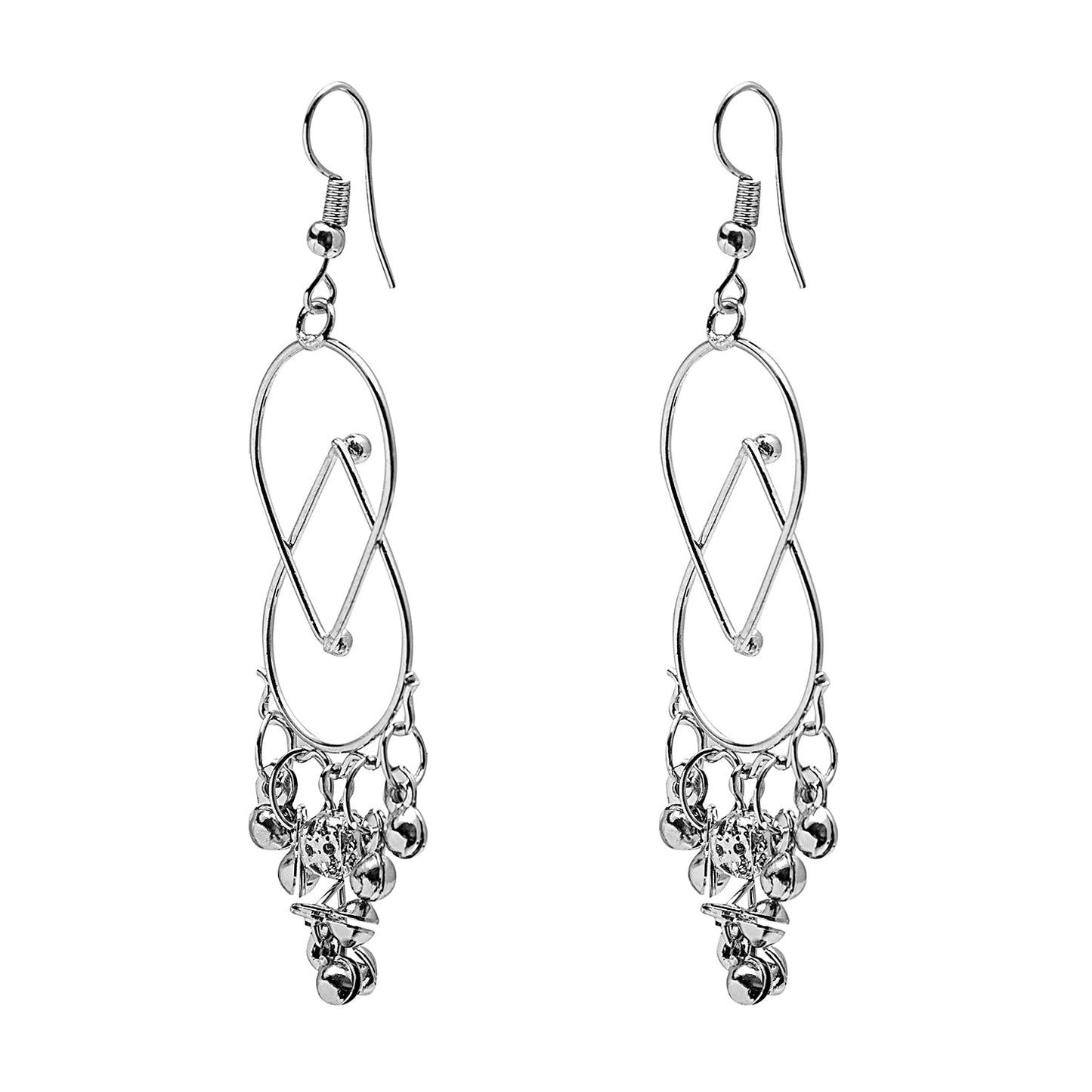 Shining Jewel Silver Oxidised Plated Geometric Drop Hook Gypsy Earrings for Women (SJ_1934 _D1)