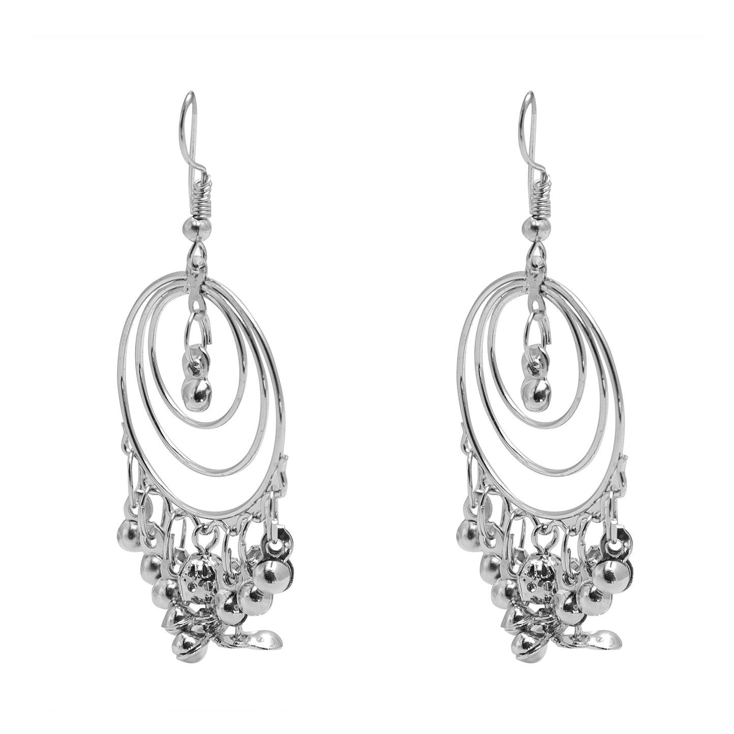 Shining Jewel Silver Oxidised Plated Geometric Drop Hook Gypsy Earrings for Women (SJ_1934 _D2)