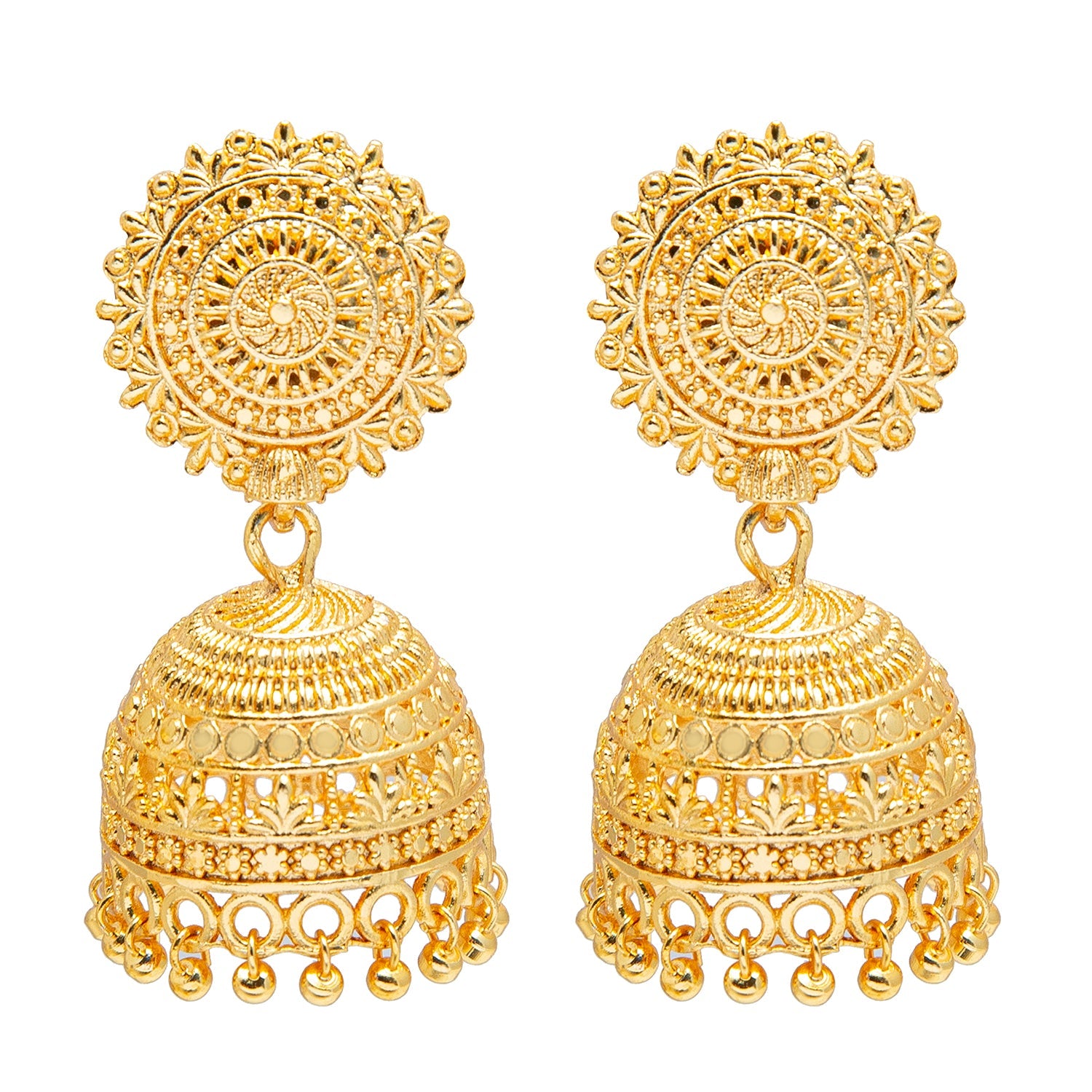 Shining Jewel Traditional Gold Large Sized Classic Jhumki Earrings (SJ