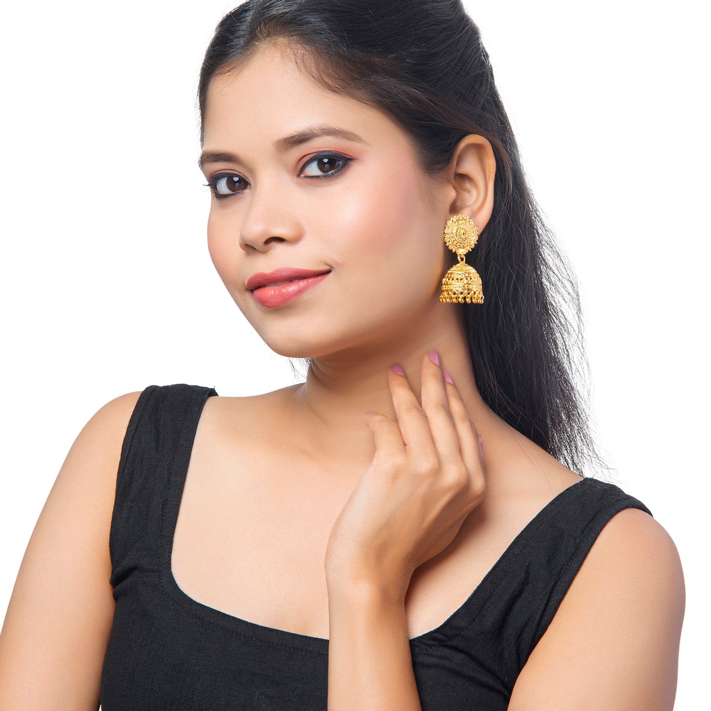Shining Jewel Traditional Gold Large Sized Classic Jhumki Earrings (SJ_1935_L)