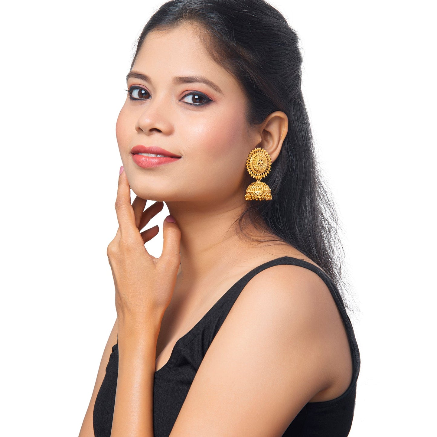 Shining Jewel Traditional Gold Medium Sized Classic Jhumki Earrings (SJ_1935_M)