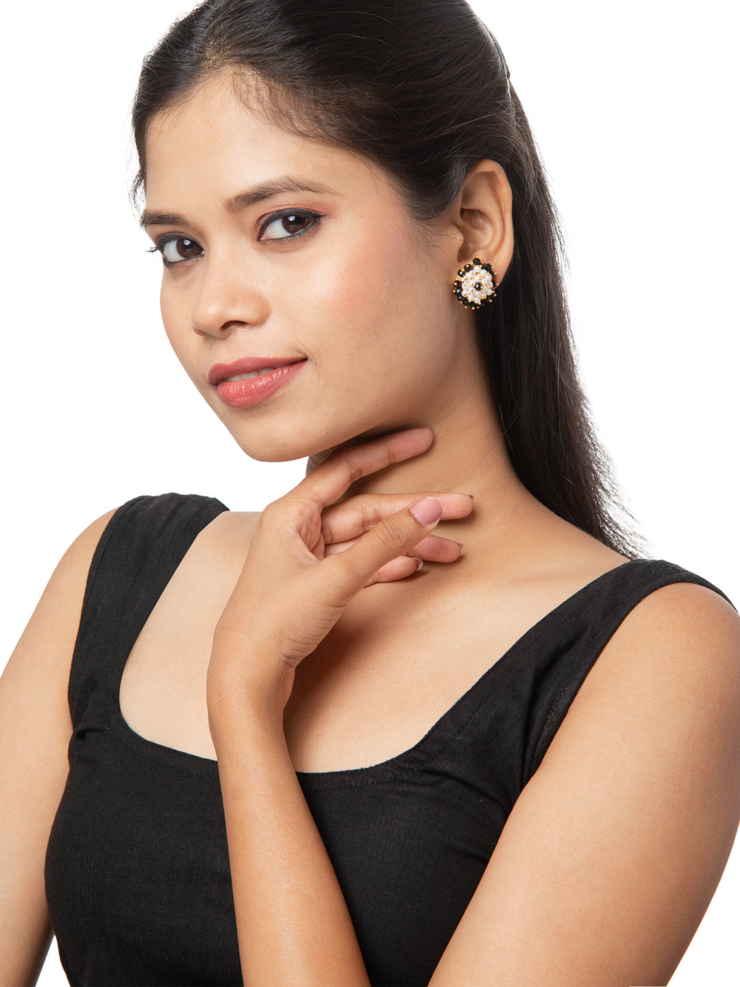 Shining Jewel Traditional Gold Pearl Stud Earrings for Women (SJ_1939_BK)