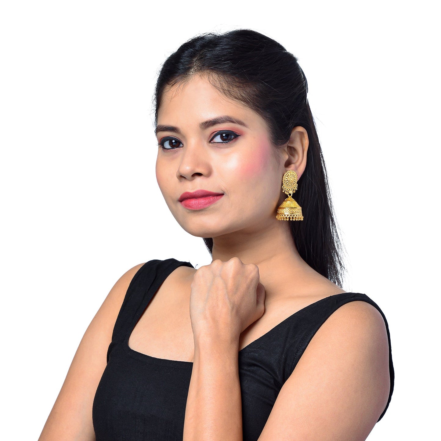 Shining Jewel Handcrafted Gold Plated Traditional Ethnic Jhumka Earrings Women (SJ_1947)