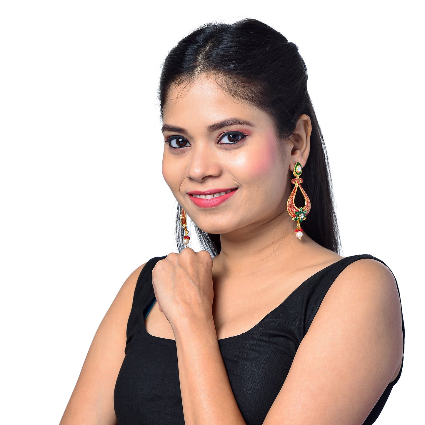 Shining Jewel Handcrafted Kundan, Pearl and Floral Design Earrings for Women (SJ_1951)