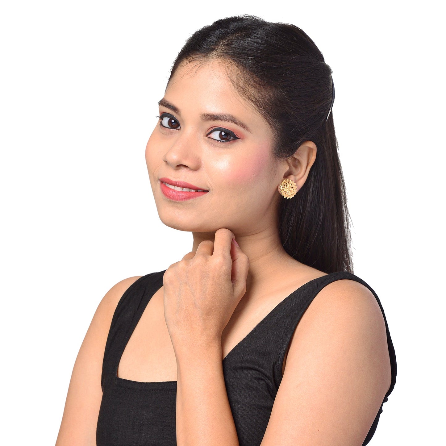 Shining Jewel Traditional Indain Ethnic Bridal Plain Gold Studs for Women (SJ_1952)