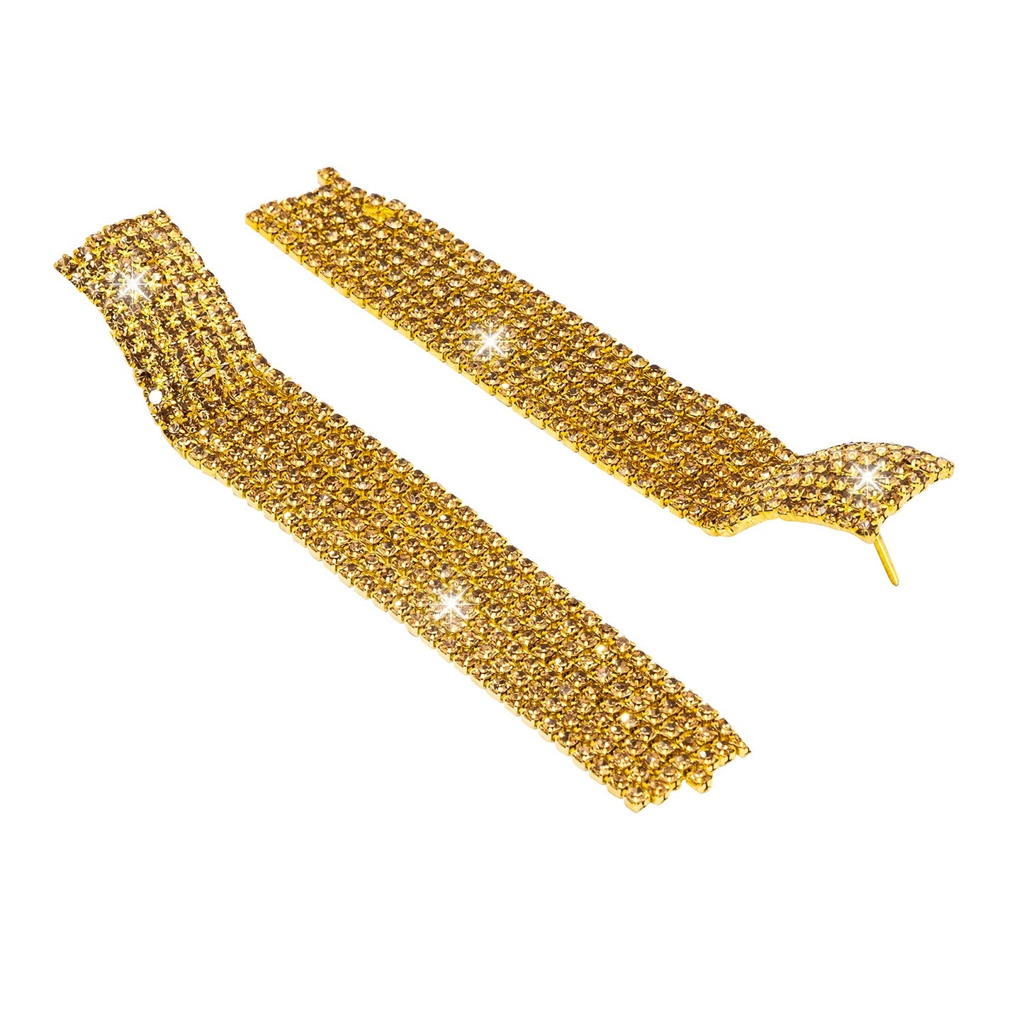 Shining Jewel Crystal and AD Gold Plated Fancy Western Style Cocktail Chandelier Long Sholder Duster earrings for women (SJ_1957_LCT)
