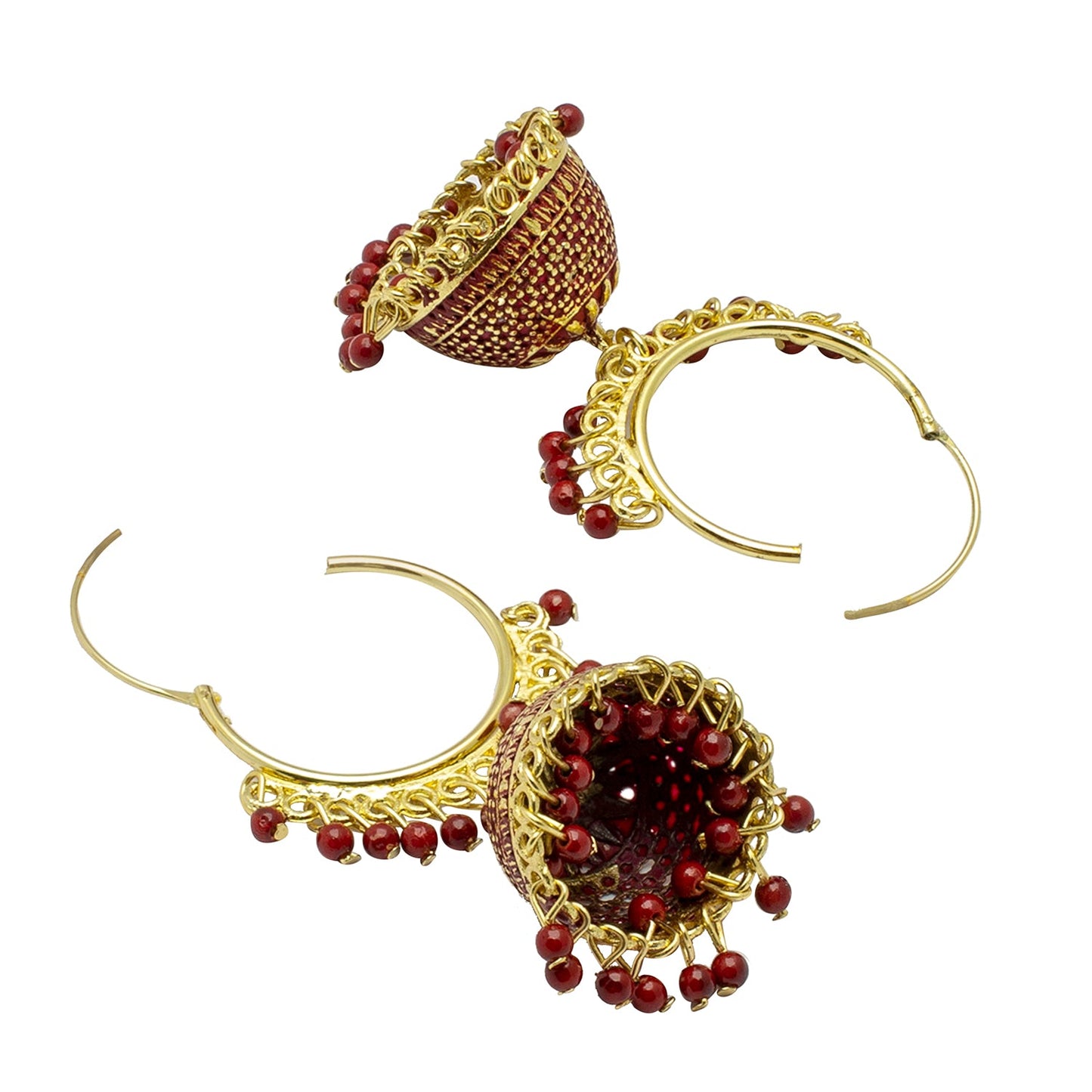Shining Jewel Handcrafted Gold Plated Designer Traditional Ethnic Oxidised Meenakari Jhumka bali Earrings Women (SJ_1970_M)