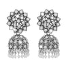 Shining Jewel Antique Silver Plated Oxidised Traditional Jhumka With CZ & Pearls Earrings for Women (SJ_1972)