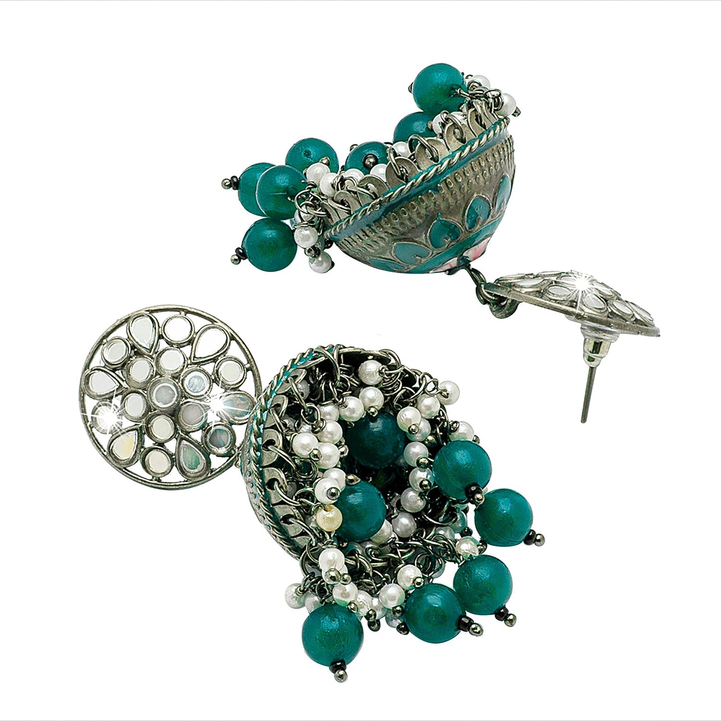 Shining Jewel Silver Plated , Pearl Jhumka Earrings (SJ_1990_G)