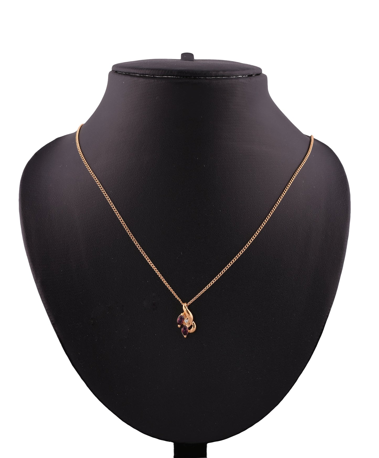 Amethyst Zirconia Gold Plating Leaf Necklace (SJ_2008)