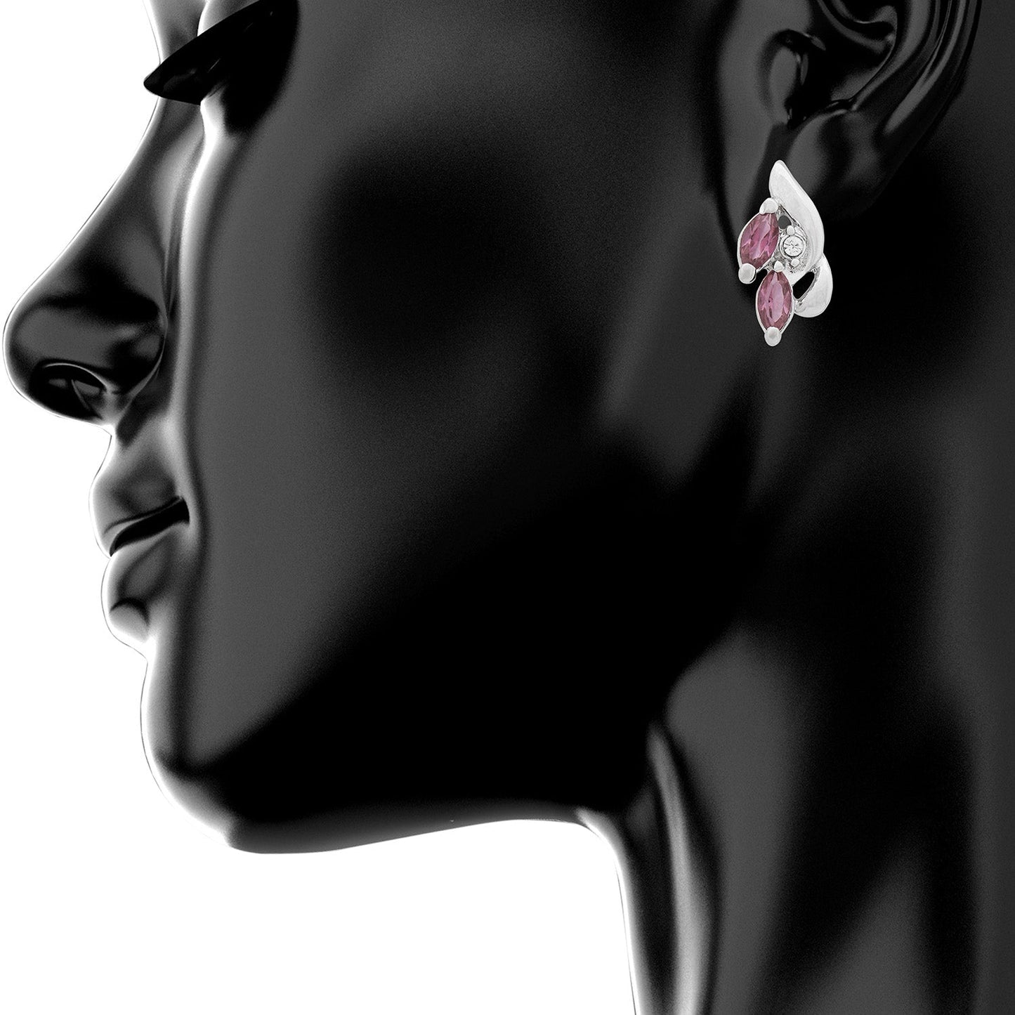 Lt Pink Zriconia Rhodium Leaf Necklace Set (SJ_2013)