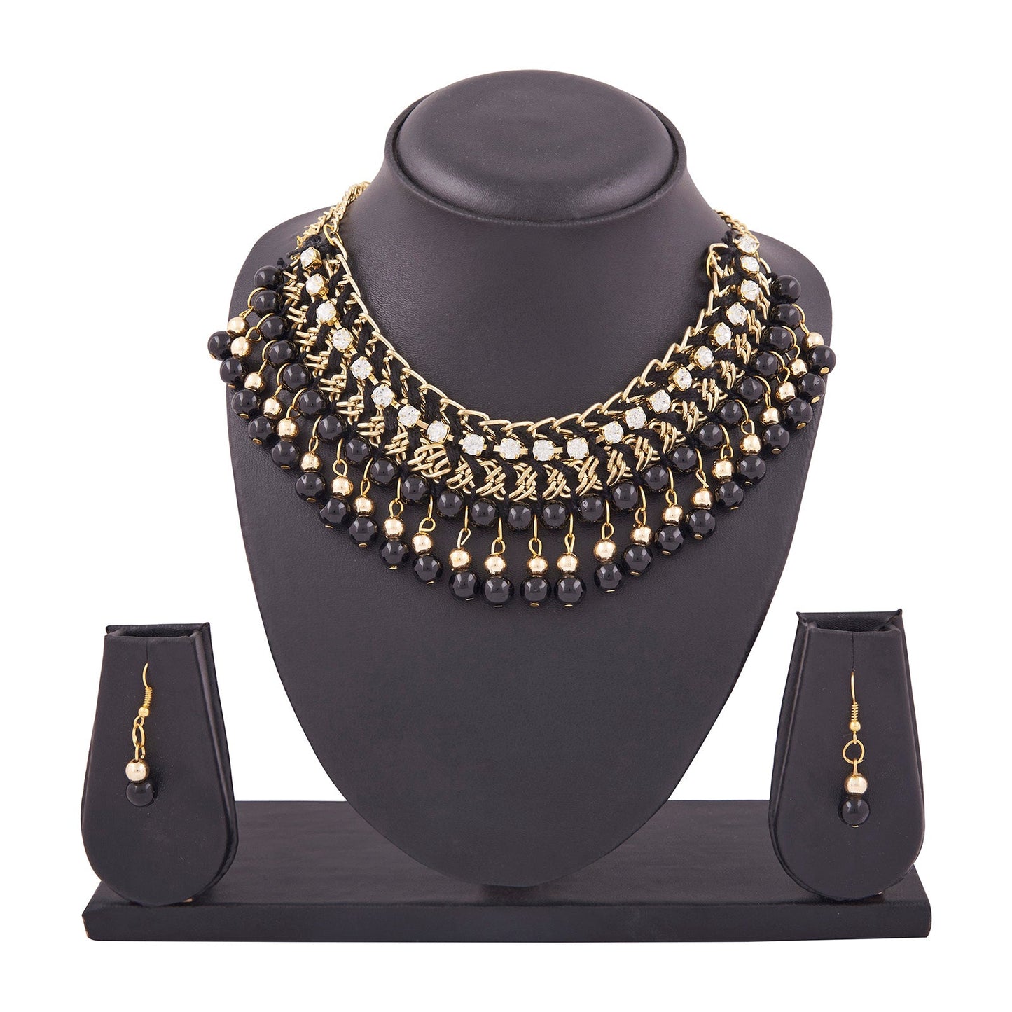 Goldenen Alloy Contemporary Nceklace Set (SJ_2078)