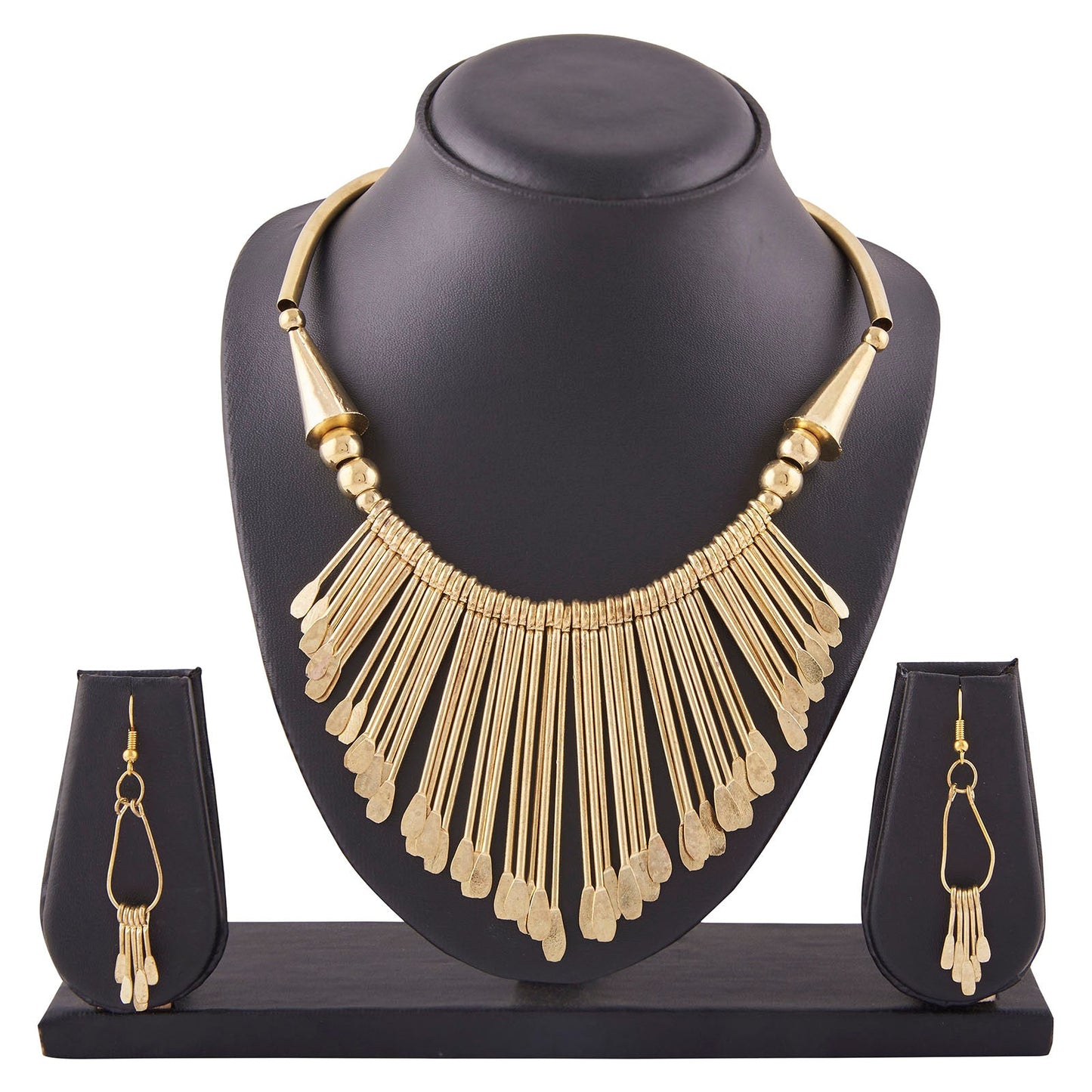 Goldenen Alloy Contemporary Necklace Set (SJ_2080)