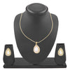 24k Gold Plating Pearl Drop Crystal Stylish Necklace Set With Earring (SJ_2093)
