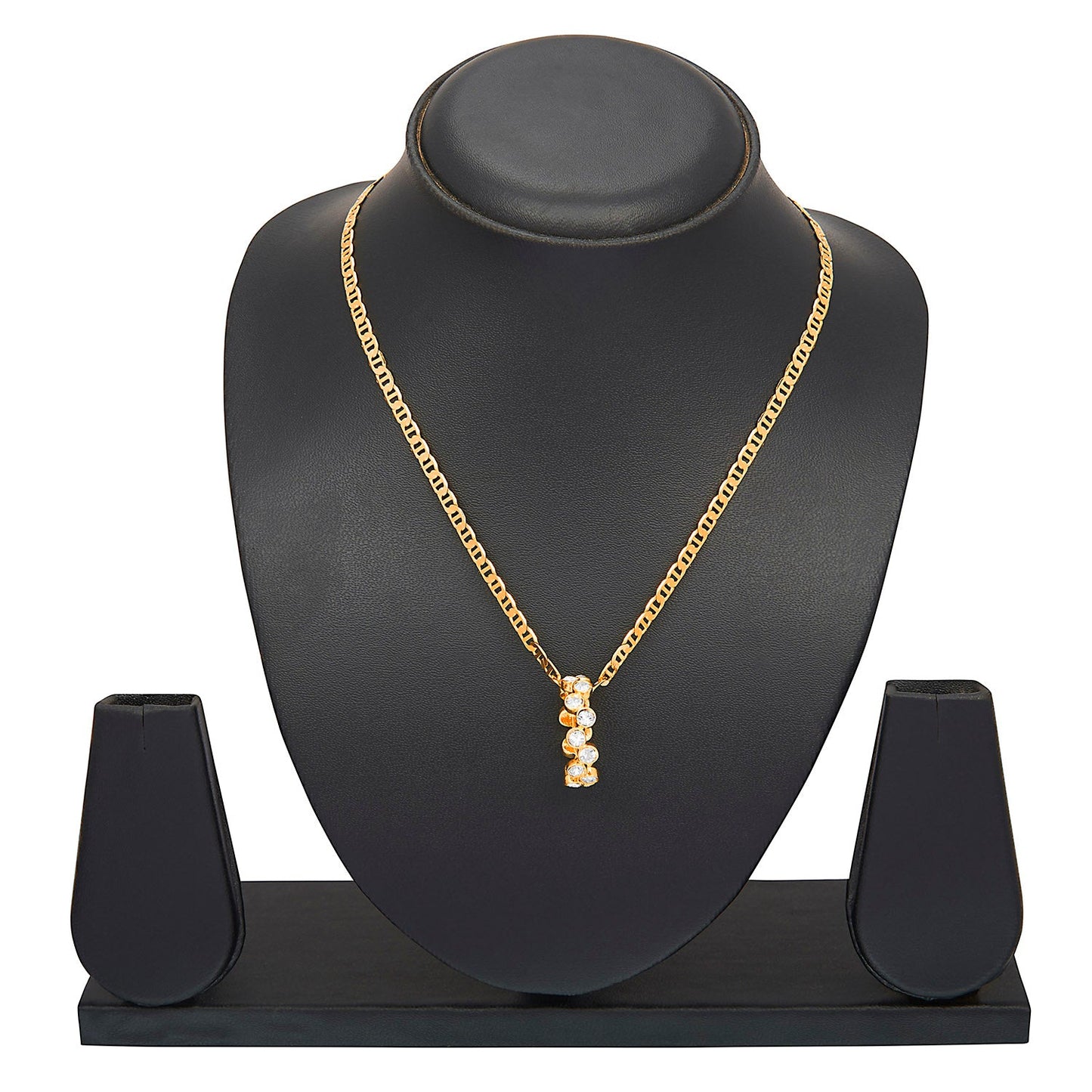 14K 24 inches Flat Gold Plated Imported Quality Mariner Link Chain with Elegant Pendant for Women (SJ_2130)