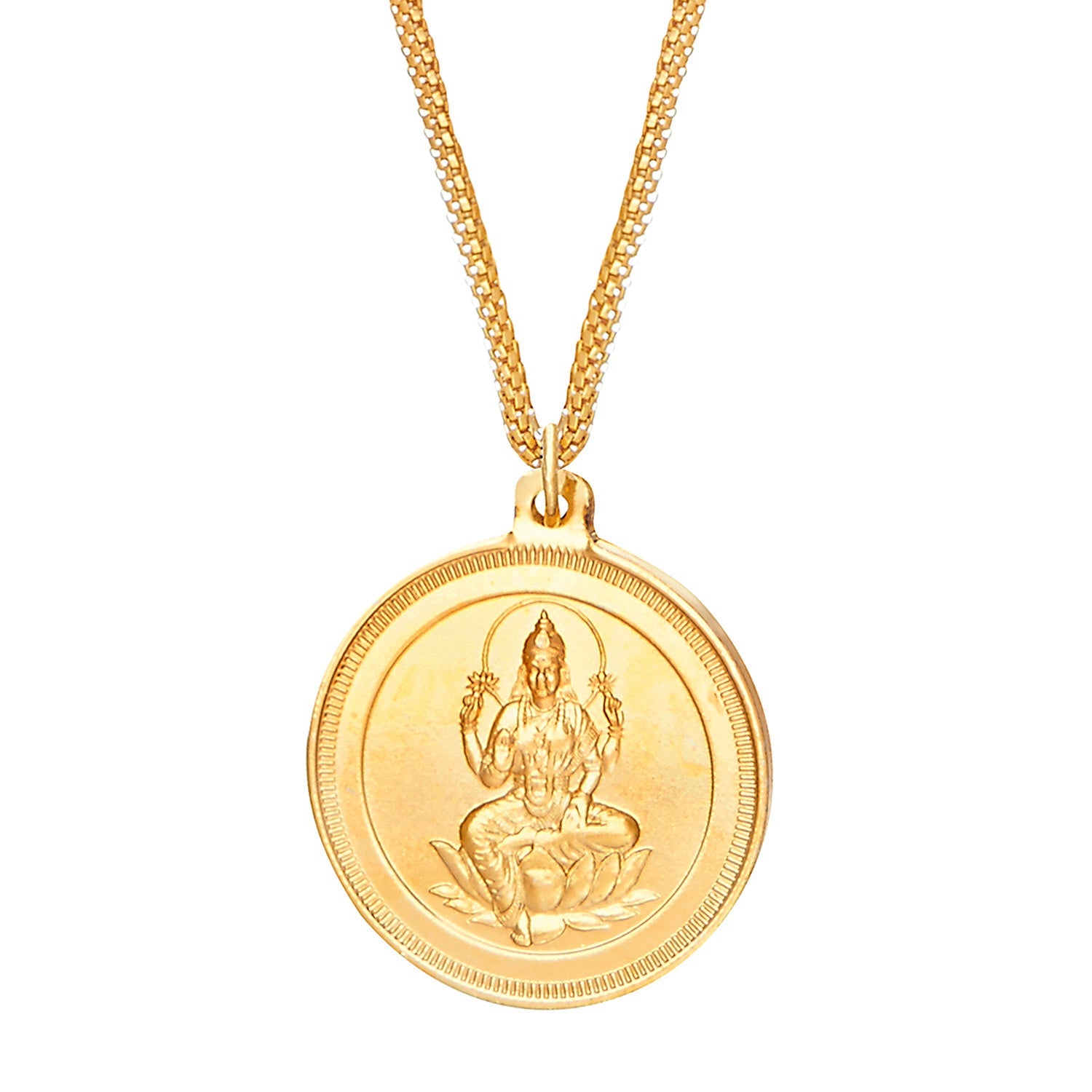 24K gold Plated Lakshmi Coin Pendant and Necklace (SJ_2162