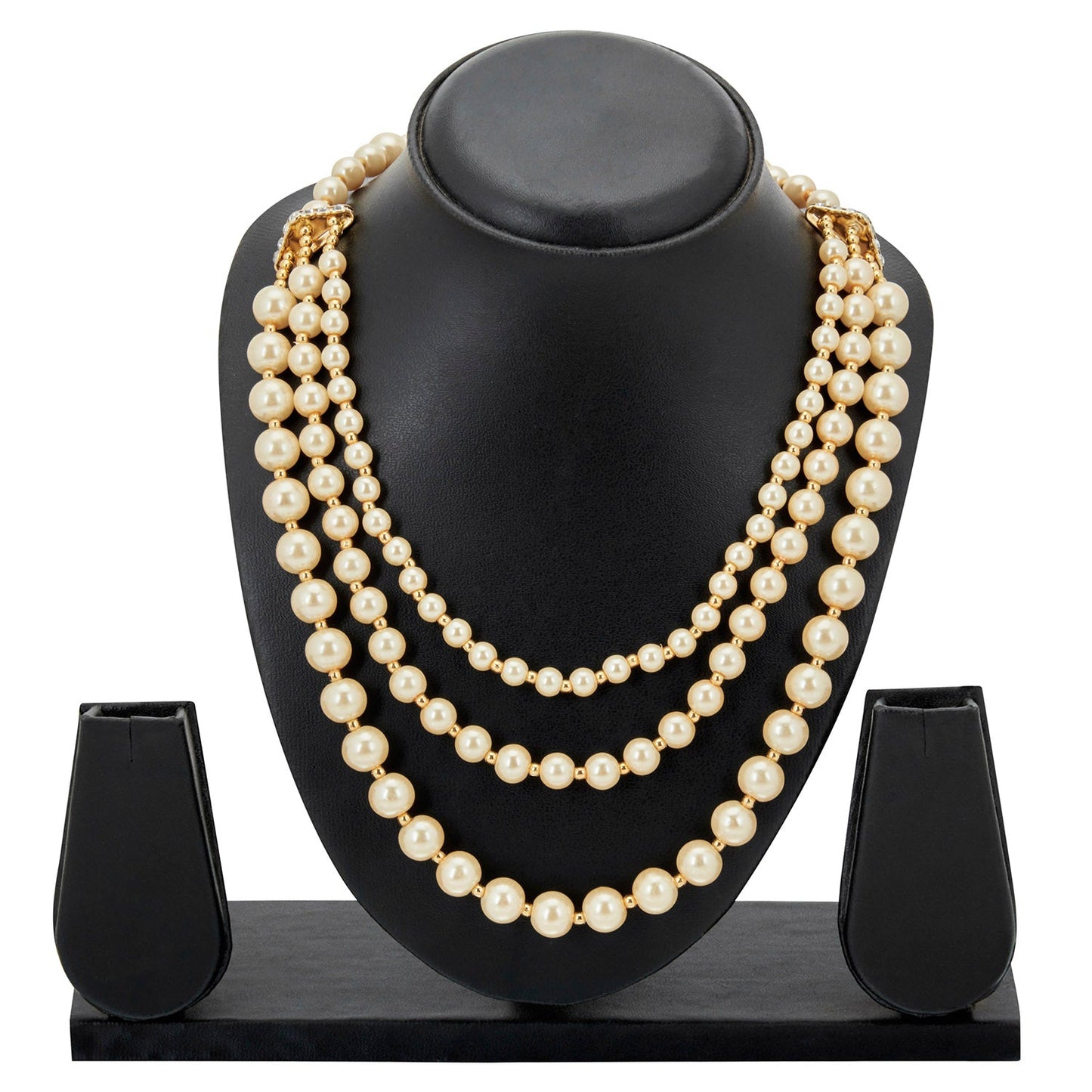 Handcrafted 3 Row Layered Champagne Pearl Necklace (SJ_2203)