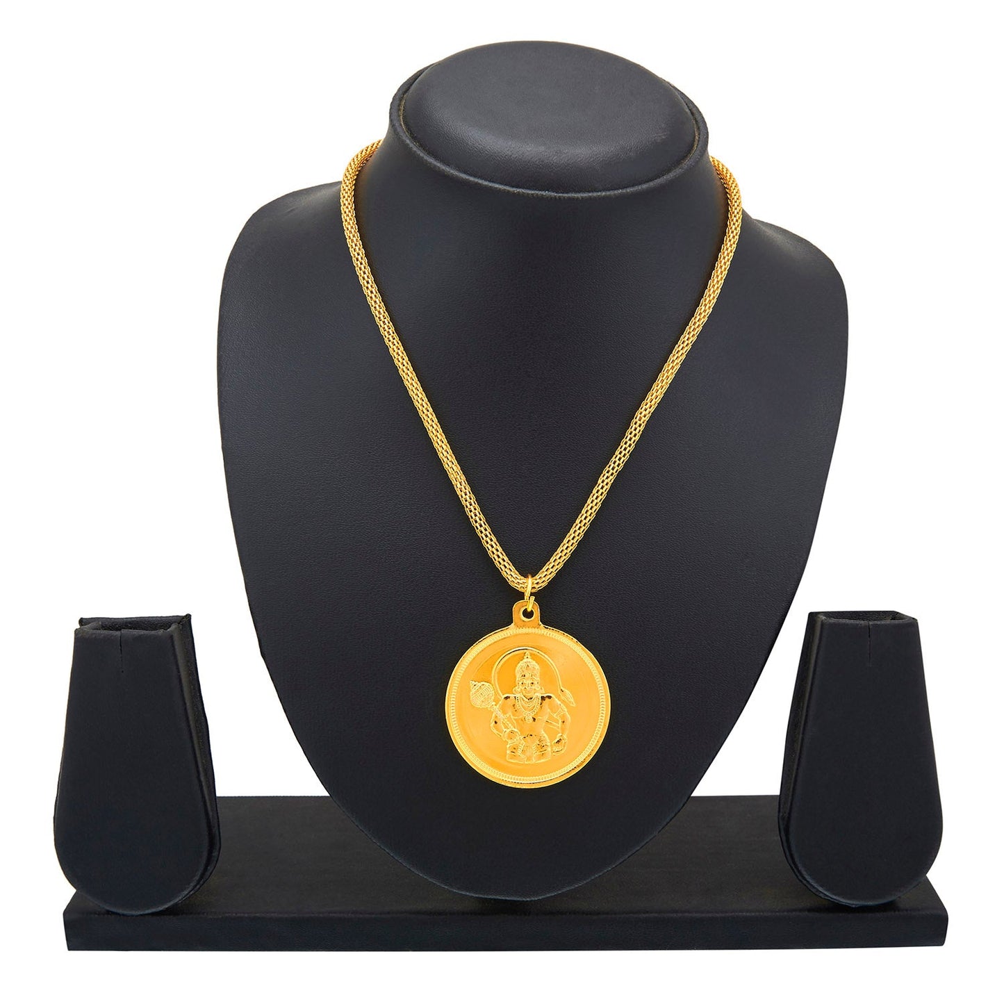 24K Gold Plated Hanuman Coin Pendant and Necklace (SJ_2242)