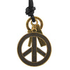 Leather Cord Necklace for Men with Peace Symbol (SJ_2252)