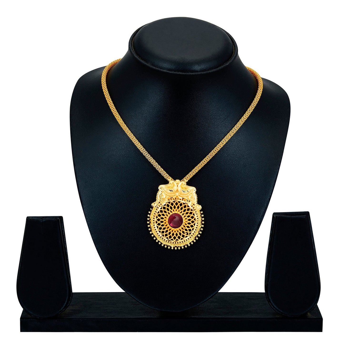 24K Traditional Gold Necklace Set (SJ_2263)