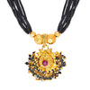 24K Gold Plated Traditional  Black Beads Thushi Mangalsutra Necklace For Women (SJ_2299)