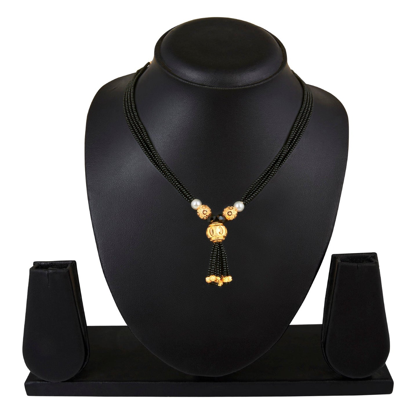 24K Gold Plated Traditional Black Beads Thushi Mangalsutra Necklace For Women (SJ_2303)