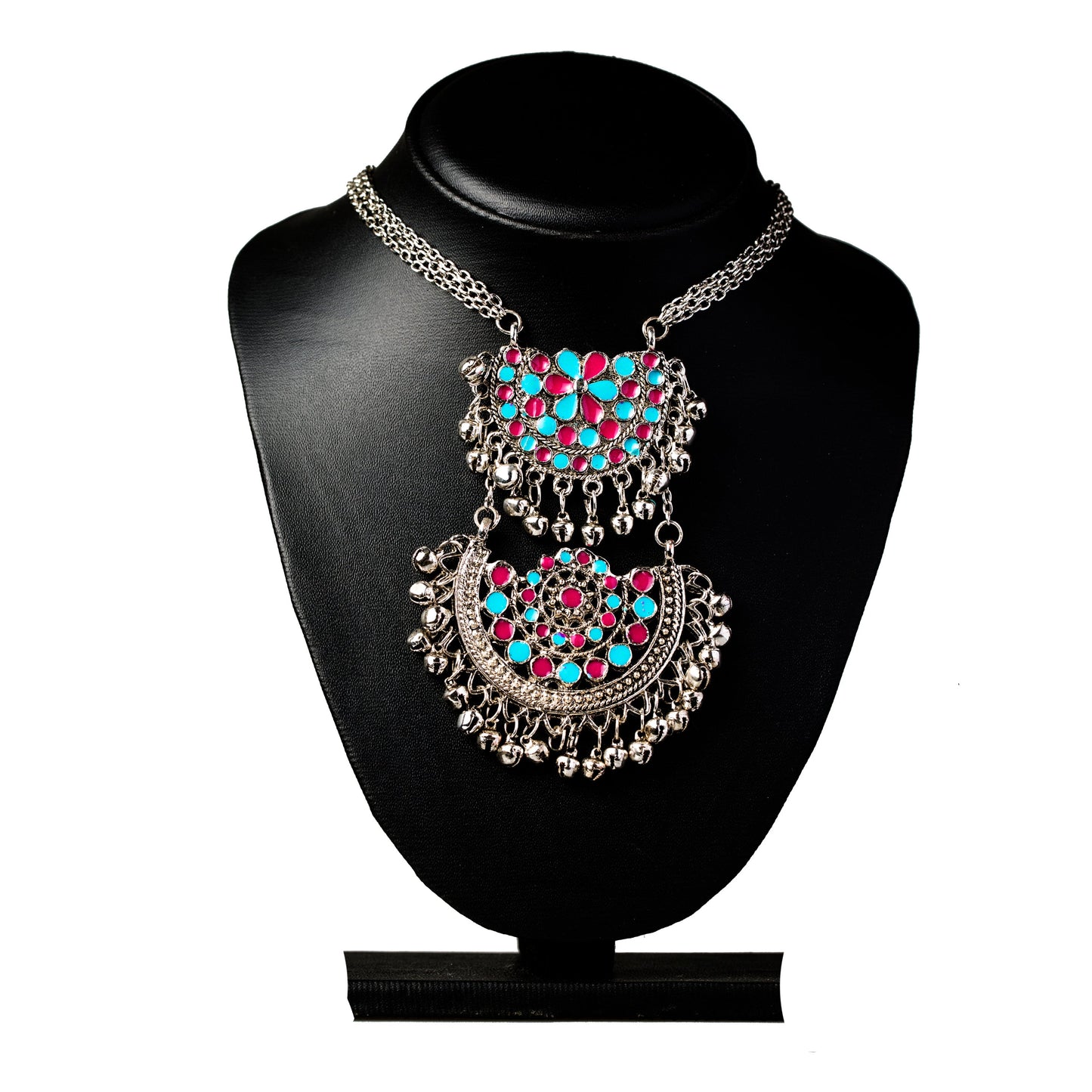 925 Antique Silver Stylish Afghani Long Pendant Necklace (SJ_2308)