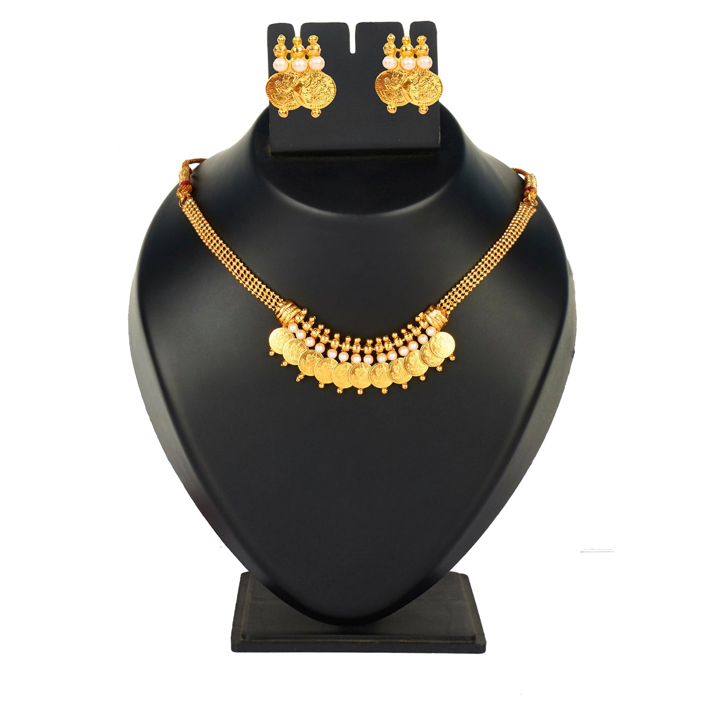22K Traditional Gold Coin Necklace Set (SJ_2328)