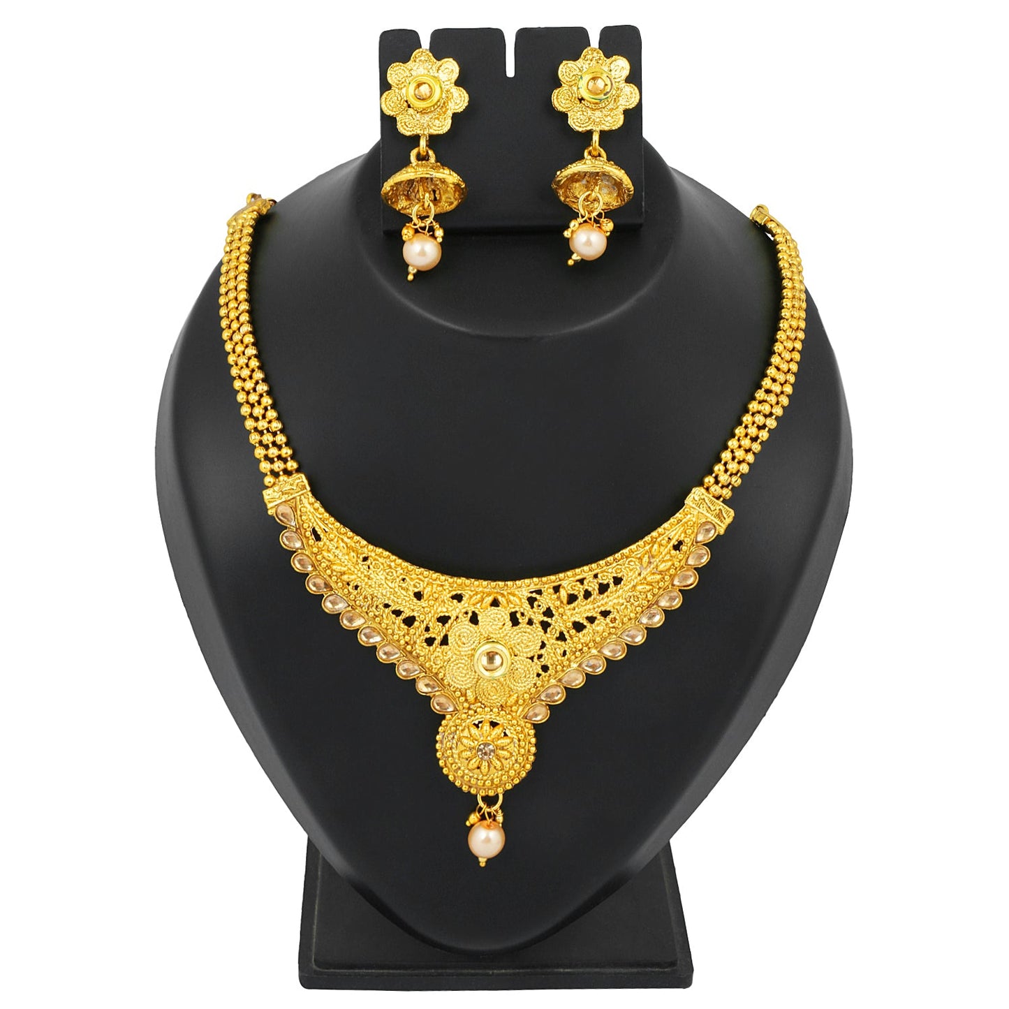 22K Traditional Gold Necklace Set (SJ_2330)
