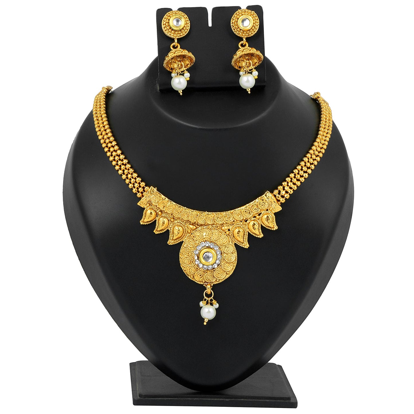 22K Traditional Gold Necklace Set (SJ_2333)