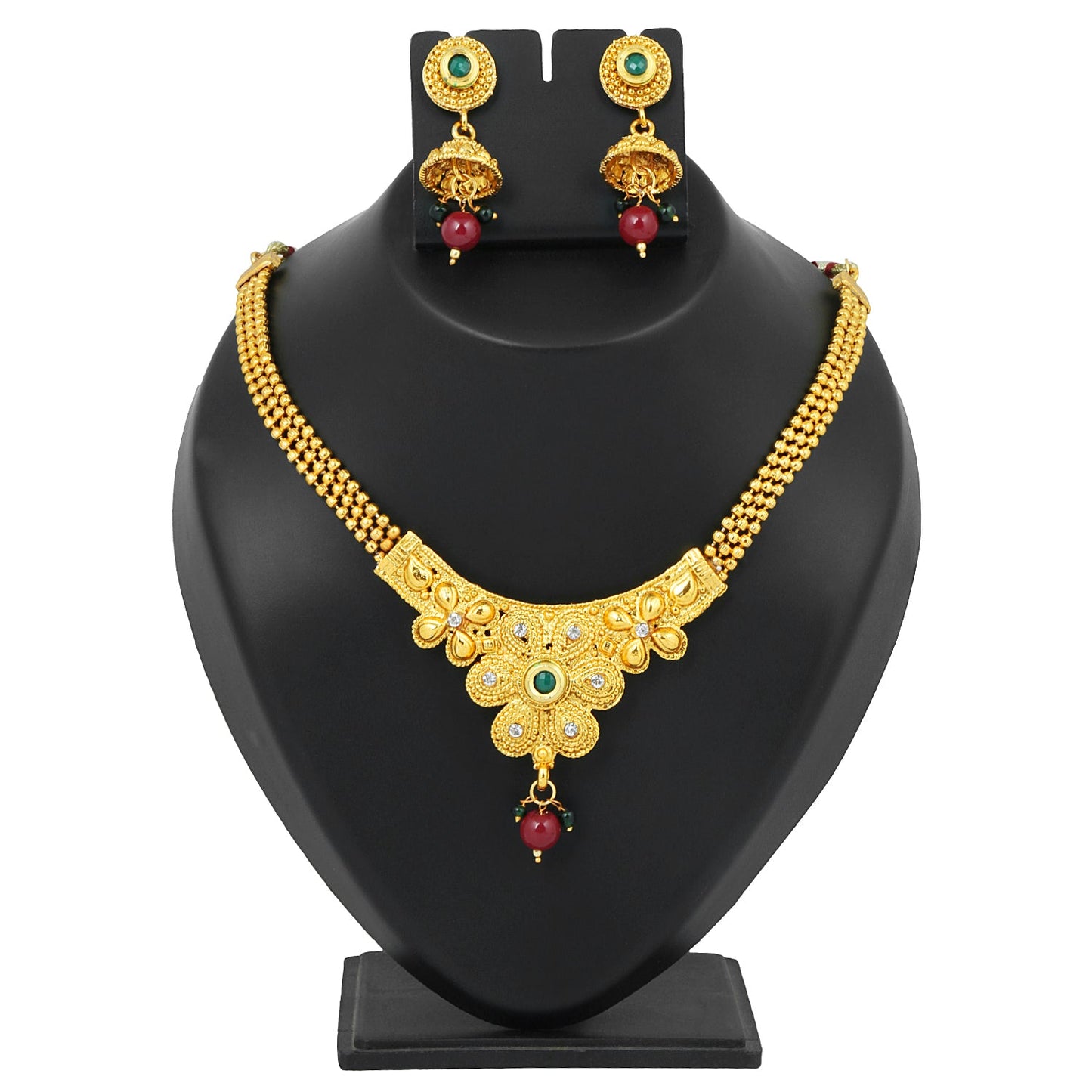 22K Traditional Gold Necklace Set (SJ_2335)