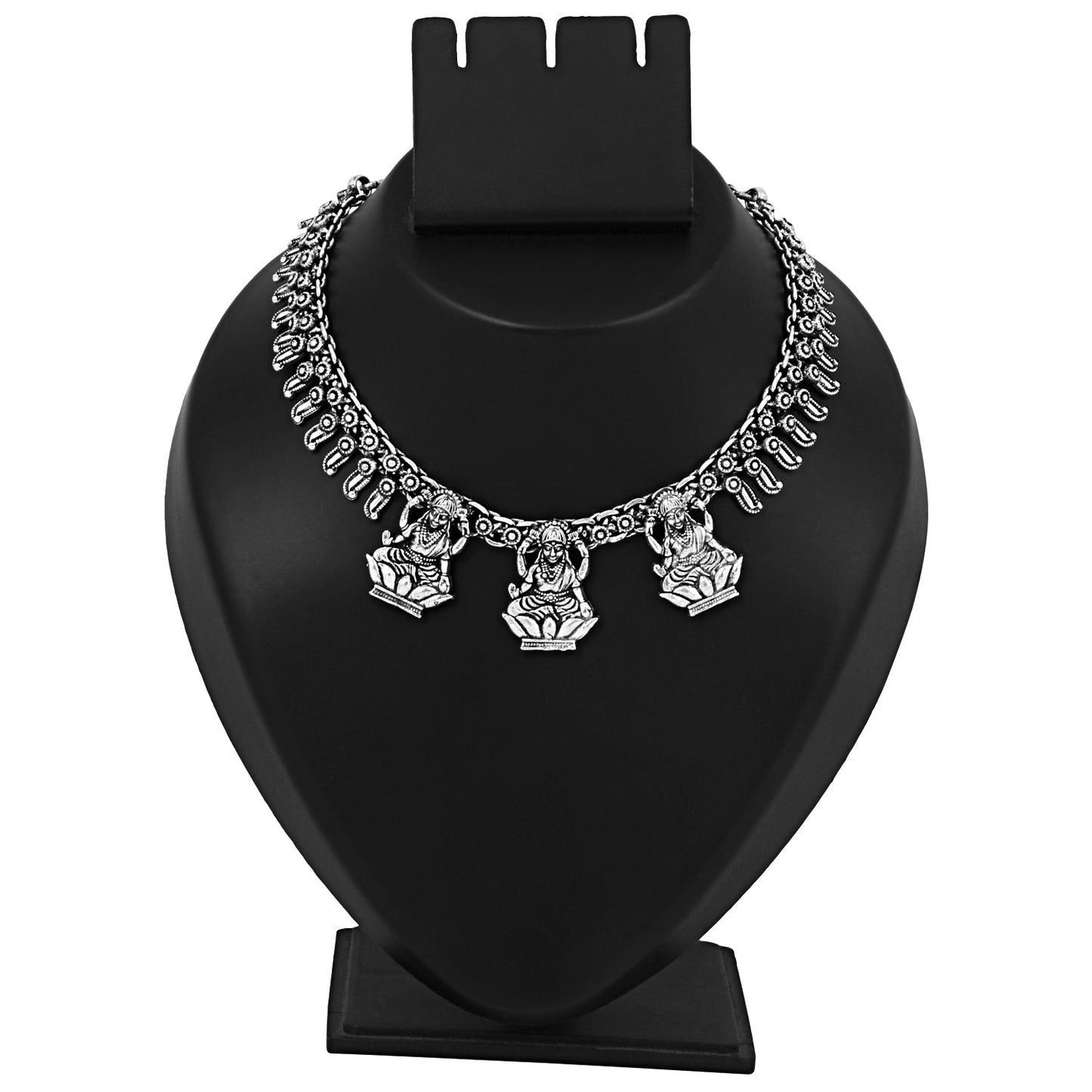 925 German Silver Oxidised Temple Necklace For Women (SJ_2340)