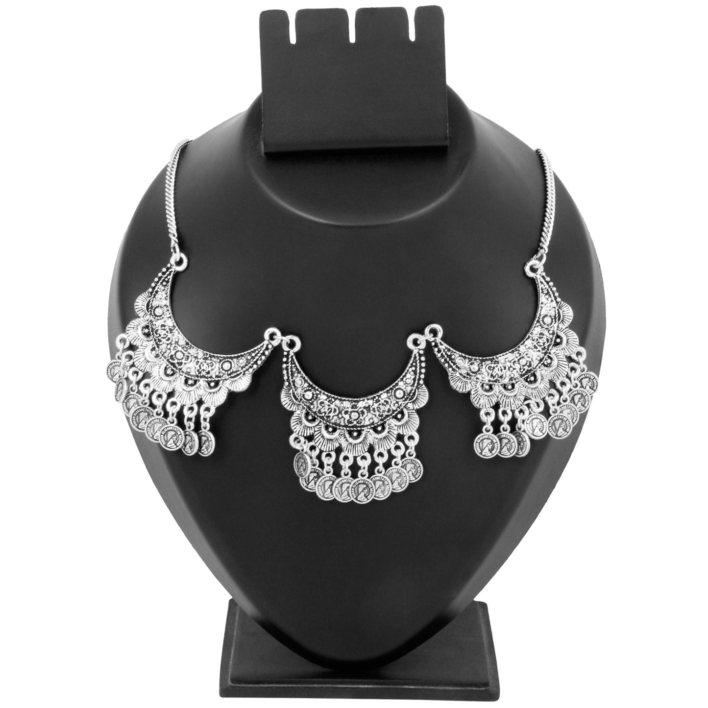 925 German Silver Bohemian Gypsy Coin Necklace For Women (SJ_2342)