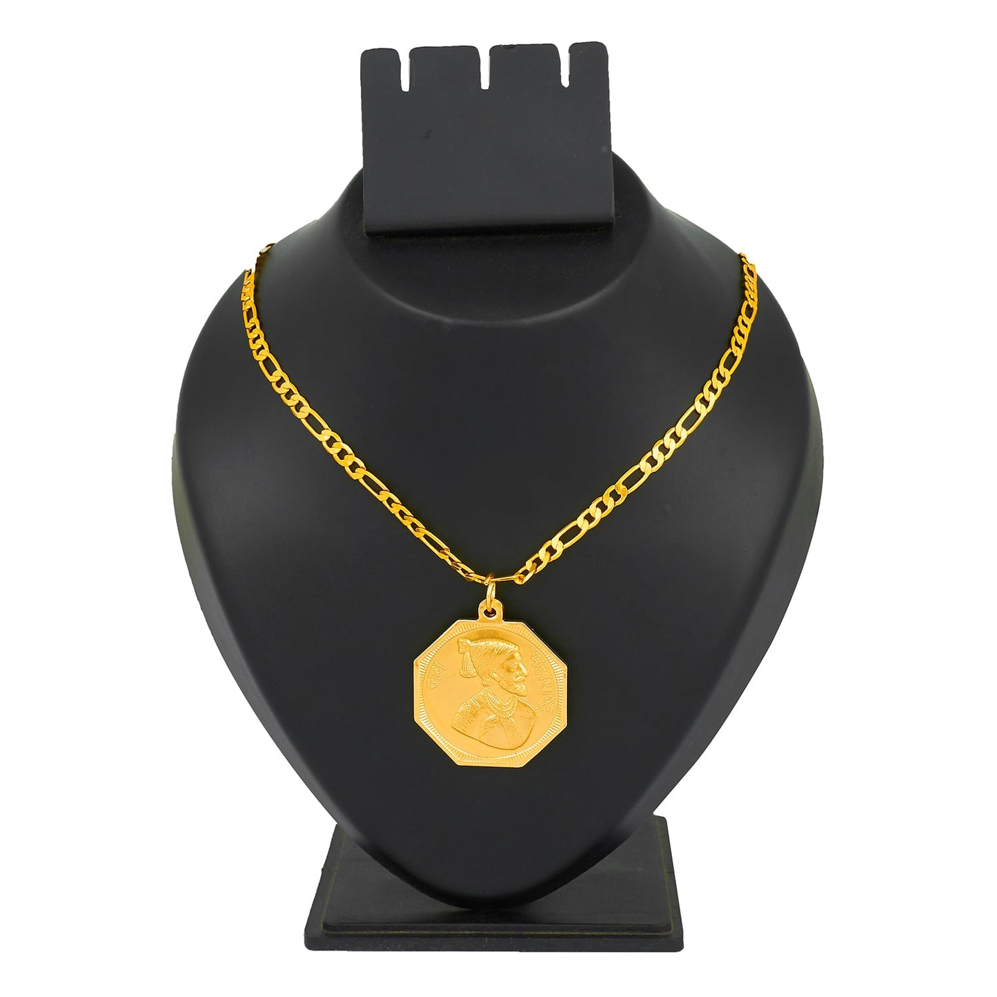 24K Gold Plated Shivaji Maharaj And Rajmudra Coin Necklace For Men (SJ_2352)