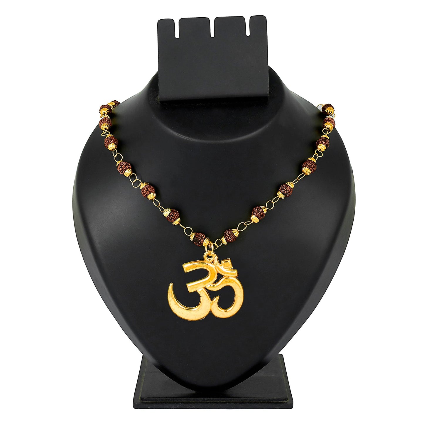24K Gold Plated Om Rudraksha Pendant Necklace For Men (SJ_2355)