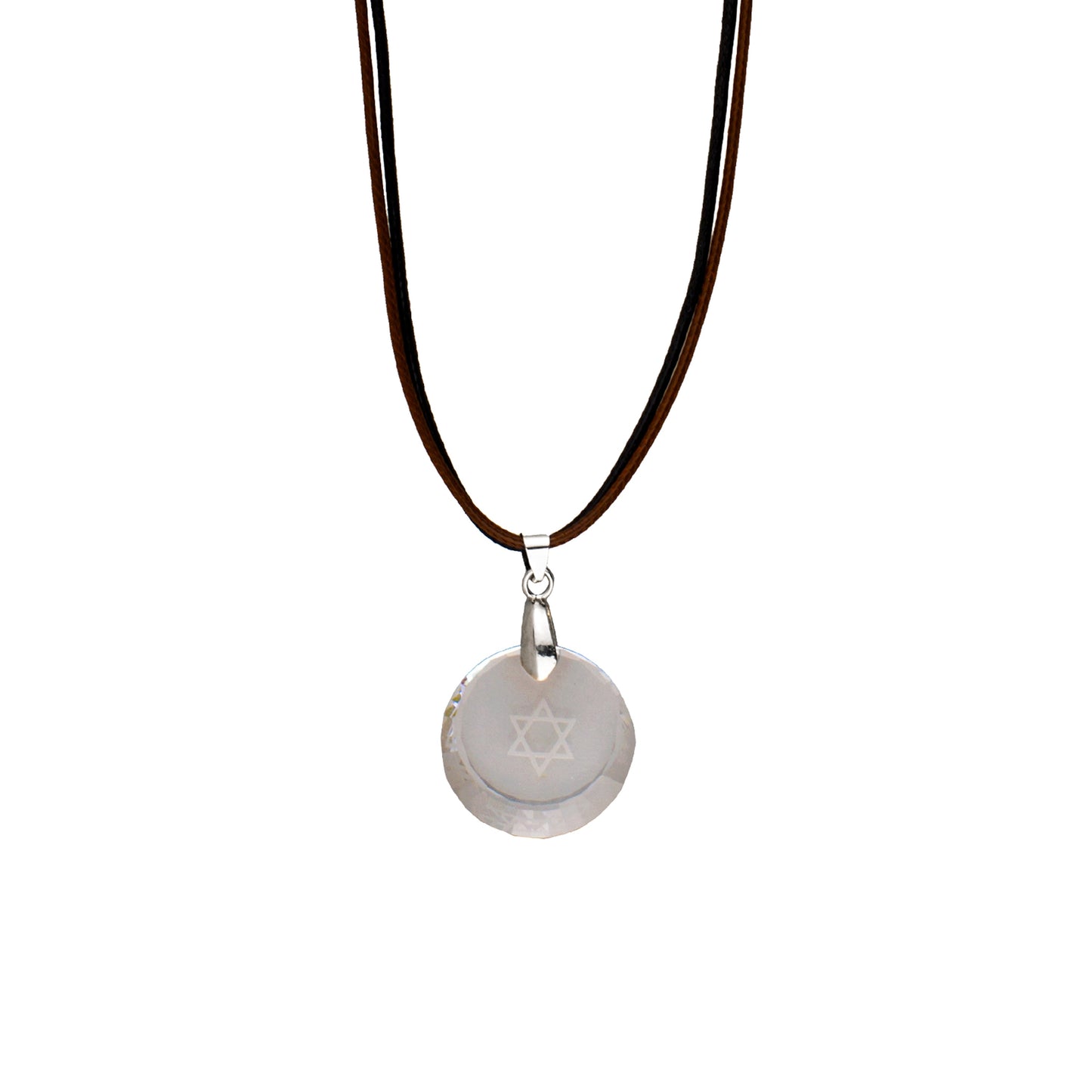 Swarovski Star Pendant with Leather Cord Necklace for Men & Women (SJ_2447)