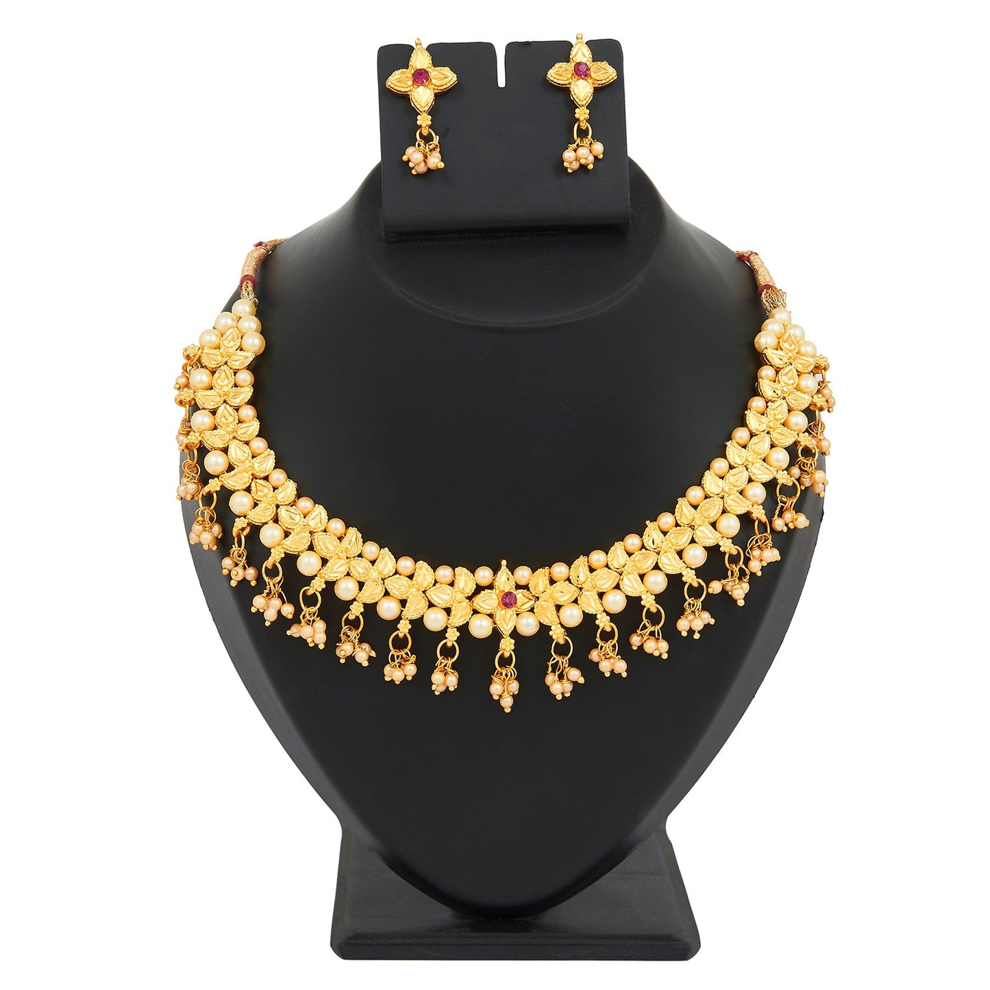 Traditional Gold Jewellery Necklace Set 22K with Earrings for Women & Girlss (SJ_2682)