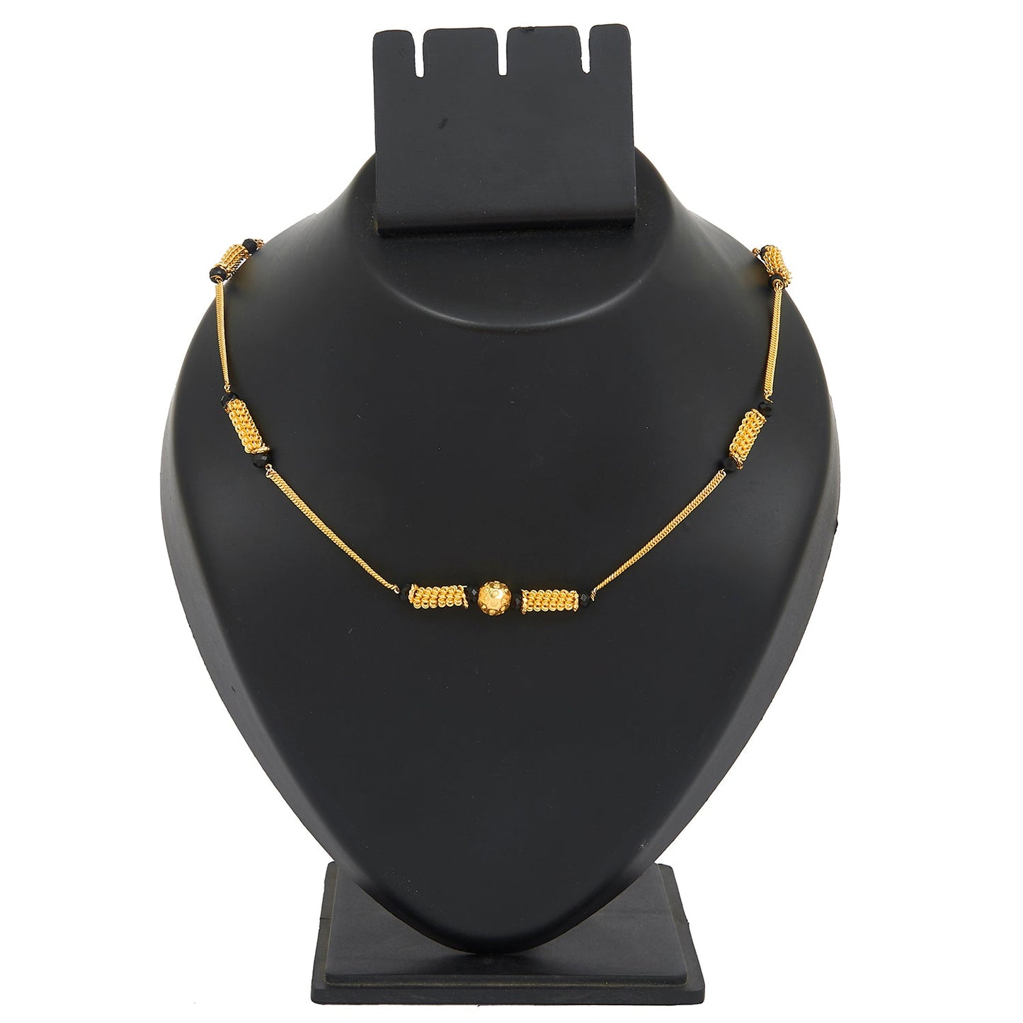 24K Gold Plated Traditional Black Beads Thushi Mangalsutra Necklace For Women (SJ_2687)