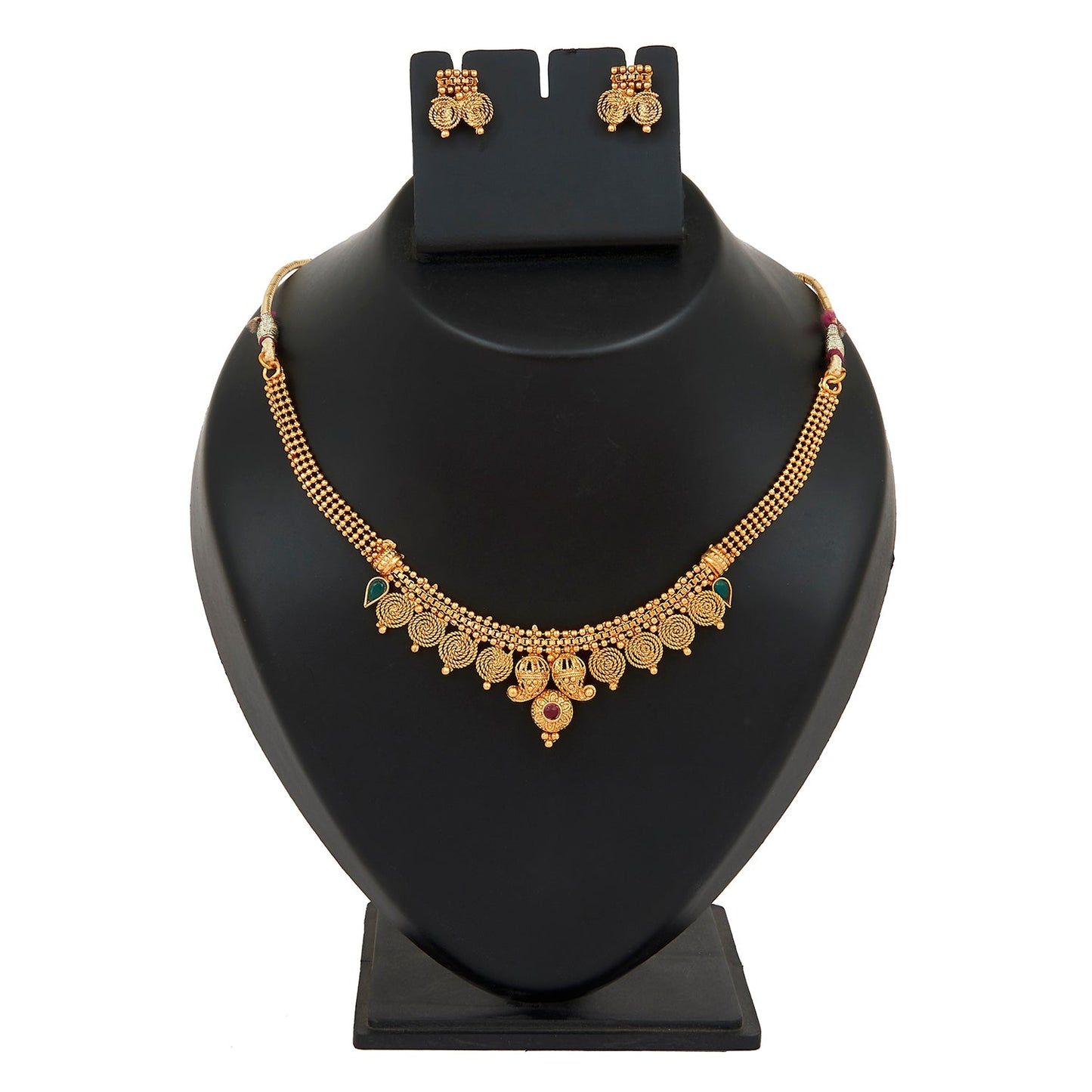 22K Traditional Gold Jalebi Coin Necklace Set For Girls & Women (SJ_2689)