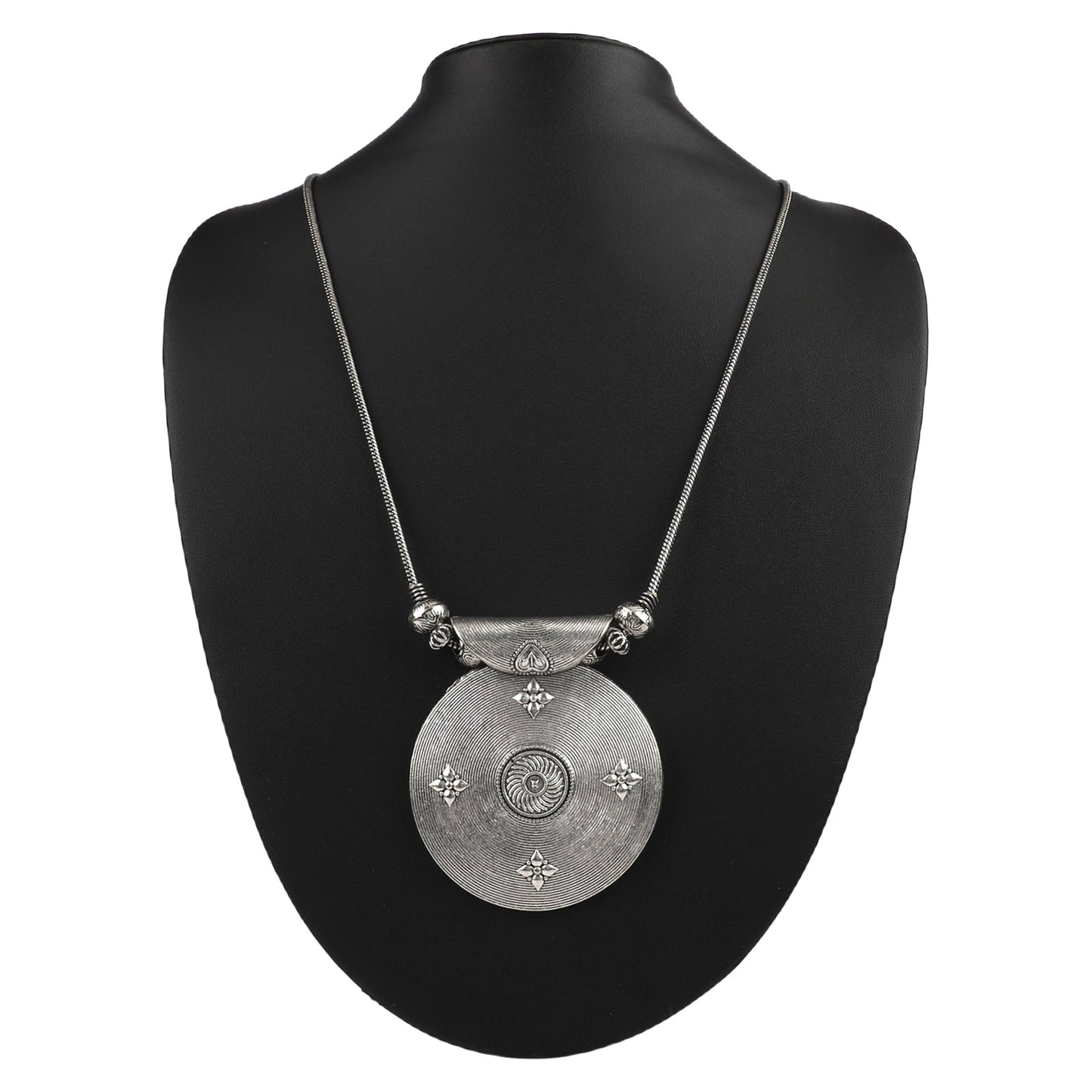 Oxidized Silver Long contemporary Necklace For Women (SJ_2713)