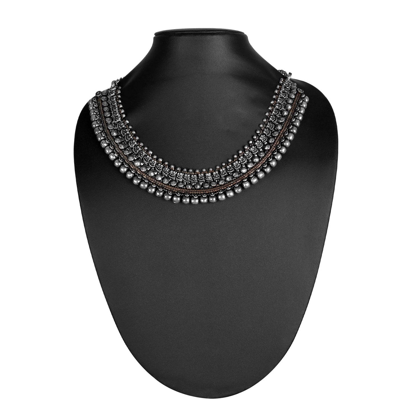 925 German Silver Oxidised Bohemian Gypsy Necklace For Women (SJ_2714)