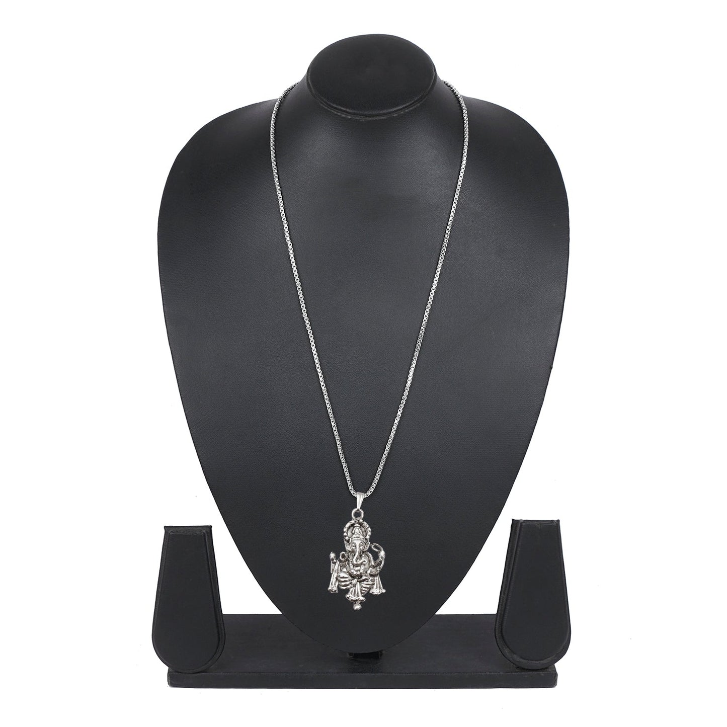 925 Fine Silver Plated Lord Ganesha Pendant with Chain for Men & Women (SJ_2718)
