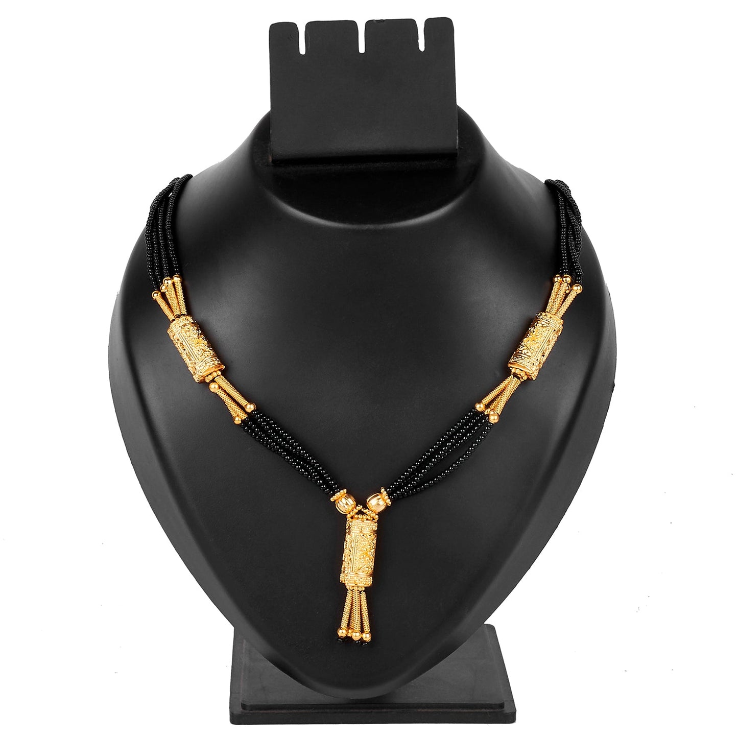 24K Gold Plated Traditional Black Beads Thushi Mangalsutra Necklace For Women (SJ_2740)