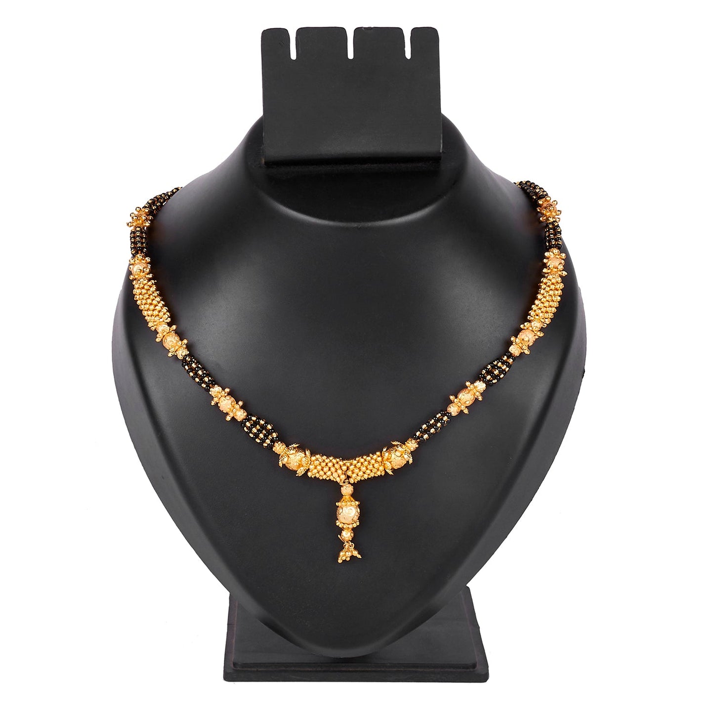 24K Gold Plated Traditional Black Beads Thushi Mangalsutra Necklace For Women (SJ_2741)