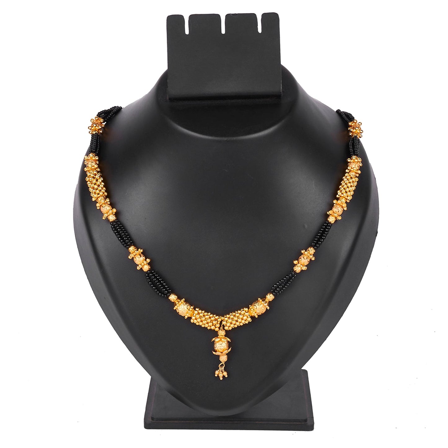 24K Gold Plated Traditional Black Beads Thushi Mangalsutra Necklace For Women (SJ_2742)