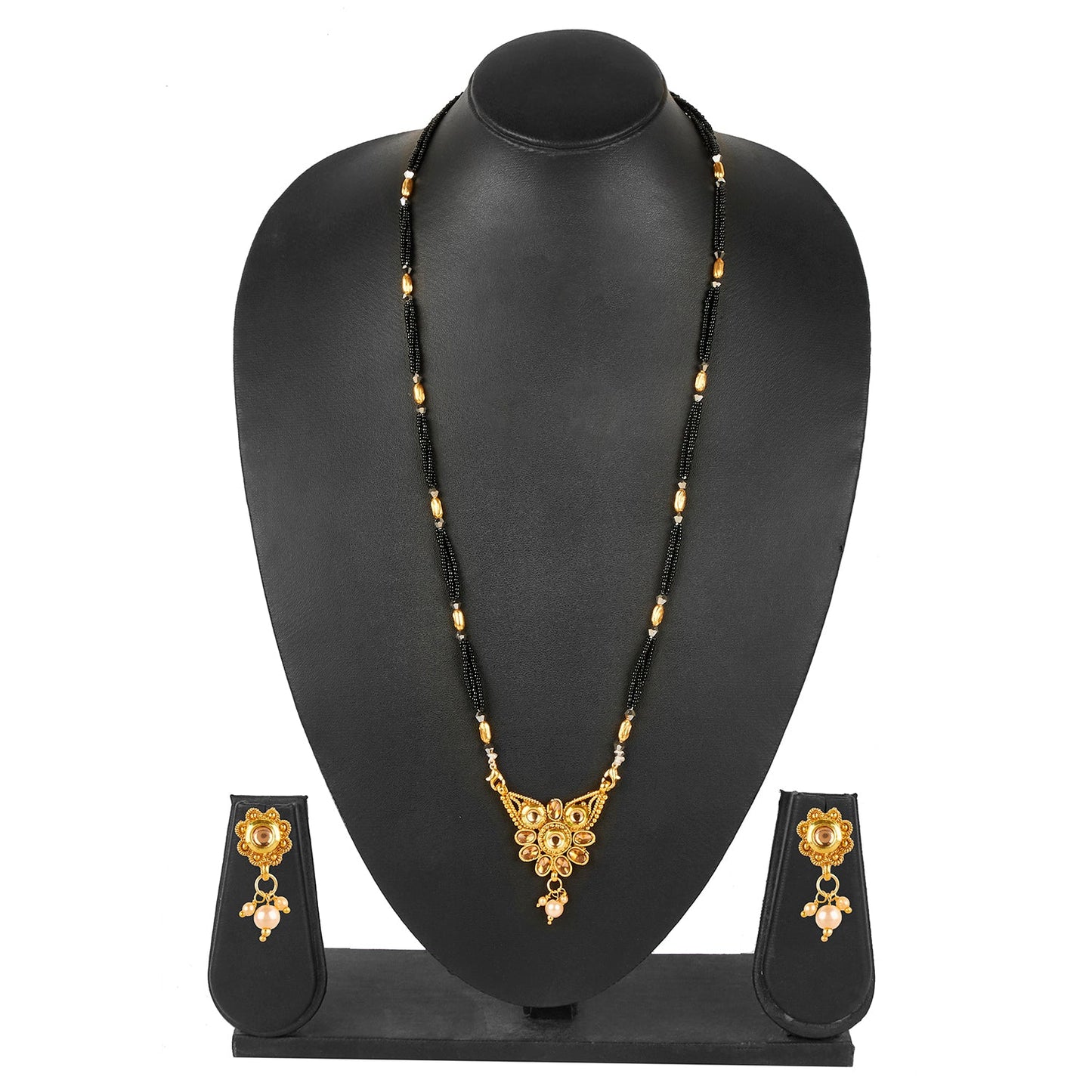 18K Gold Plated Traditional Long Mangsalsutra Jewellery Set for Women with Earrings (SJ_2774)