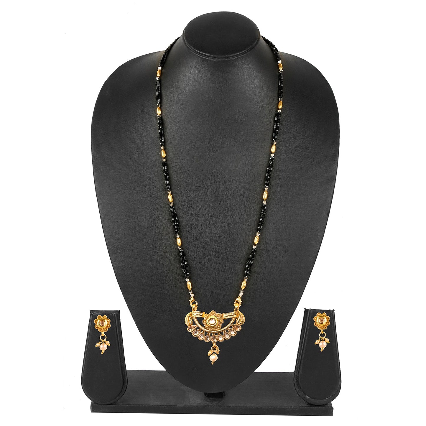 18K Gold Plated Traditional Long Mangsalsutra Jewellery Set for Women with Earrings (SJ_2775)