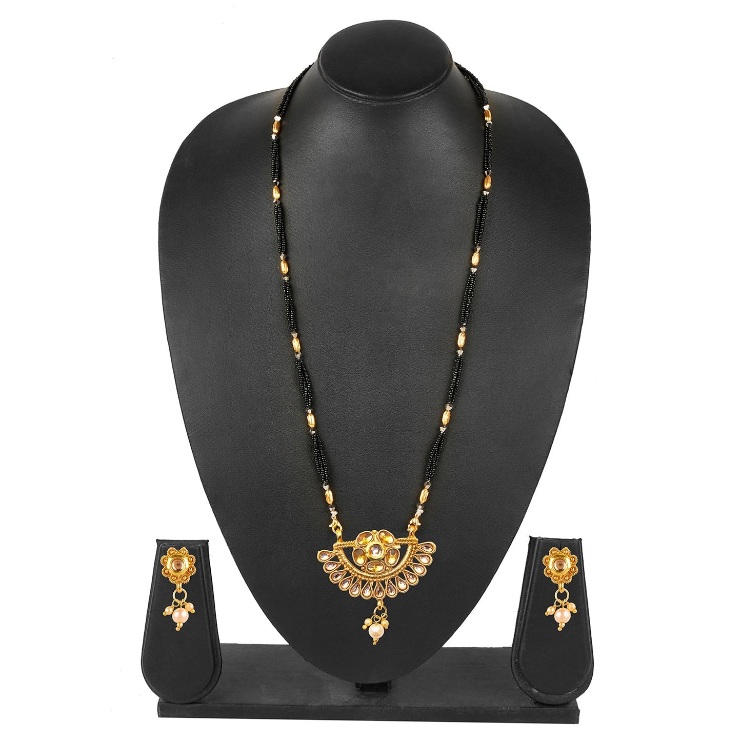 18K Gold Plated Traditional Long Mangsalsutra Jewellery Set for Women with Earrings (SJ_2778)